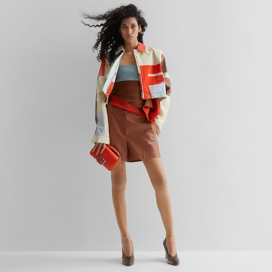 Fendi Selleria-stitching Leather Shorts In Brown