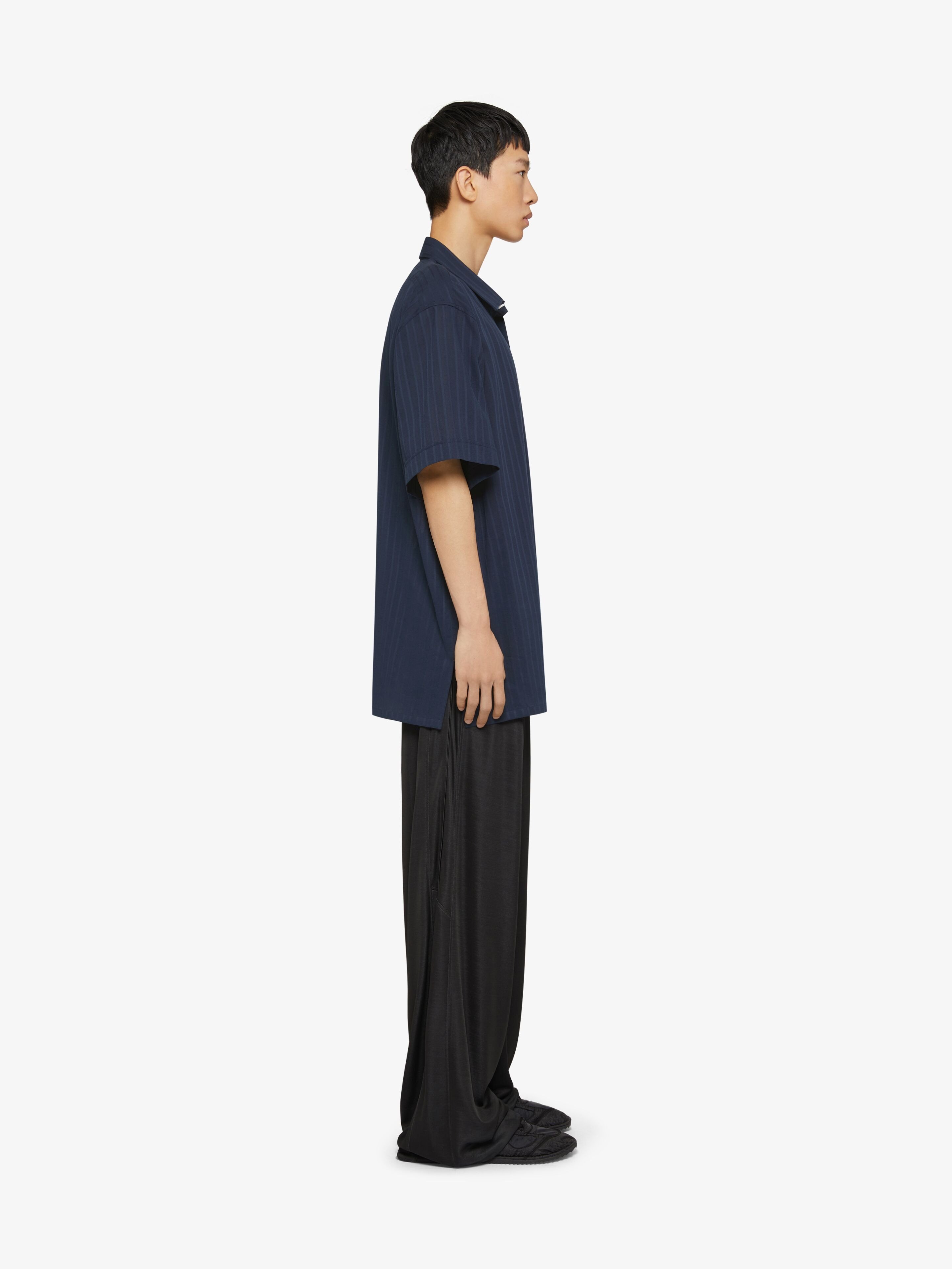 Givenchy Shirt In Cotton Voile With Stripes In Blue