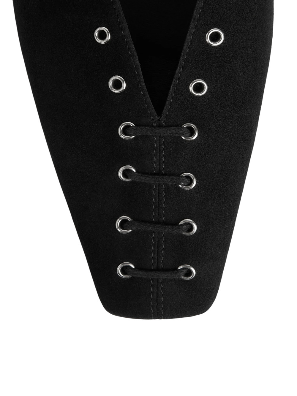 Totême Lace-up Eyelet-embellished Suede Ballet Flats In Black