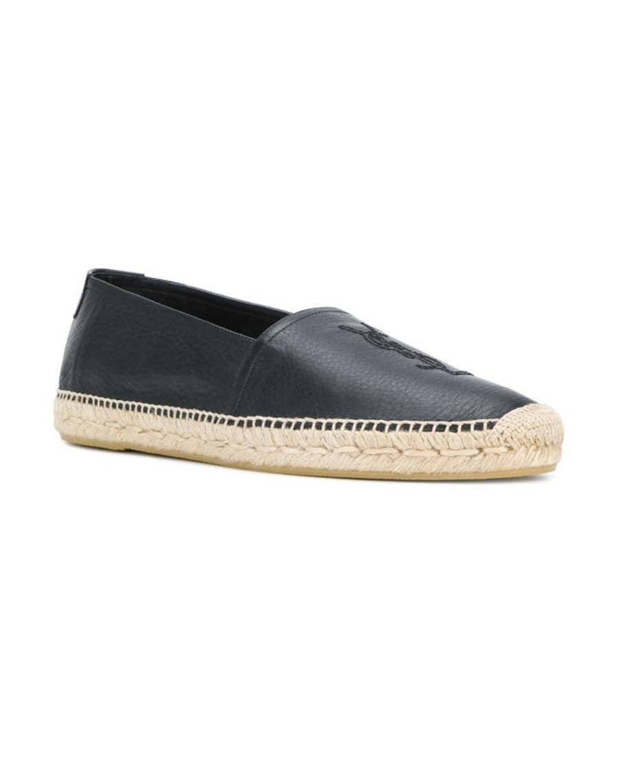 Saint Laurent Logo Espadrilles In Black In Black