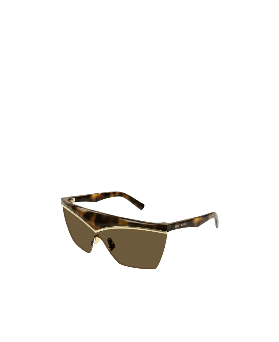 SAINT LAURENT TORTOISESHELL SHIELD-FRAME SUNGLASSES