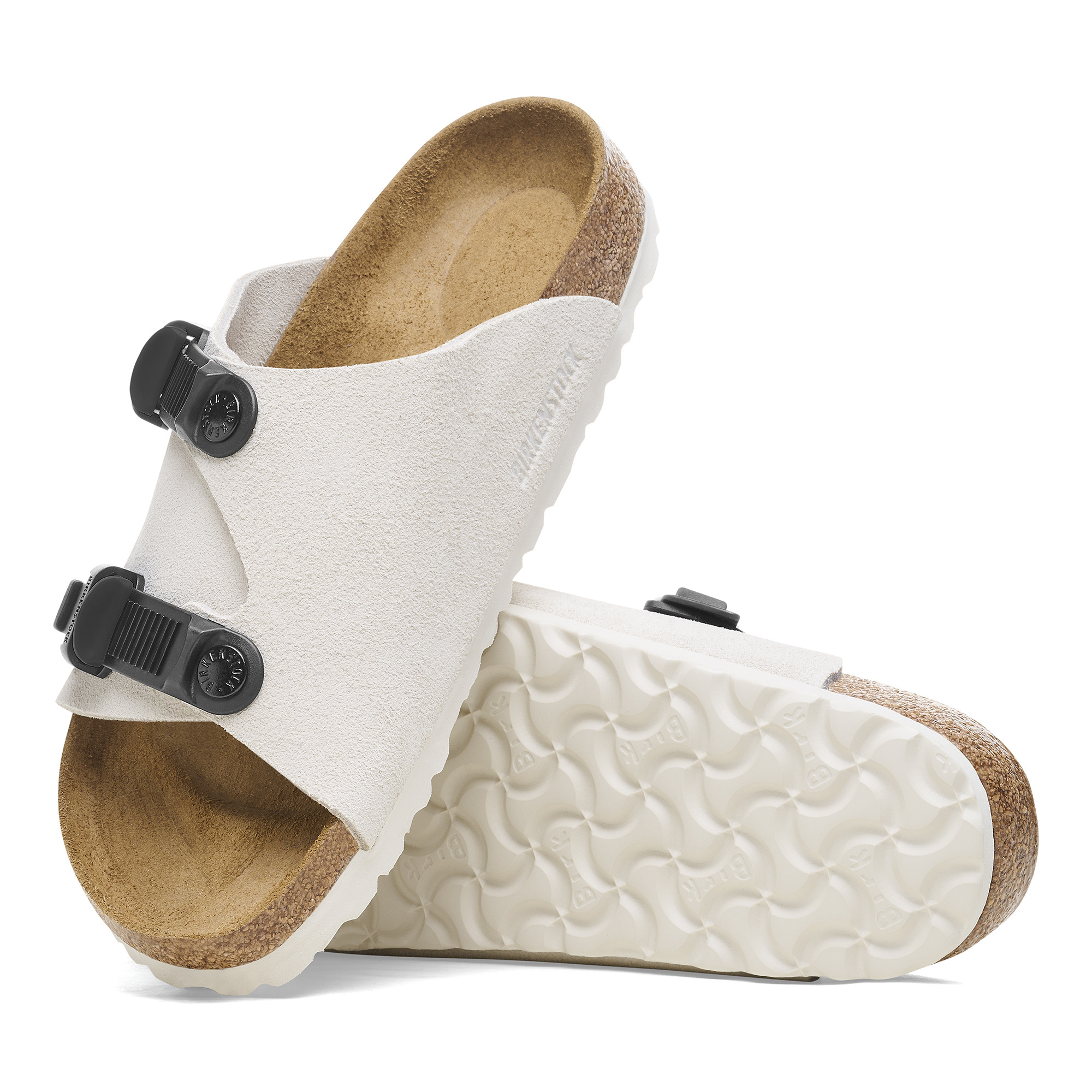 Birkenstock Zurich Tech Double-strap Suede Slides In White