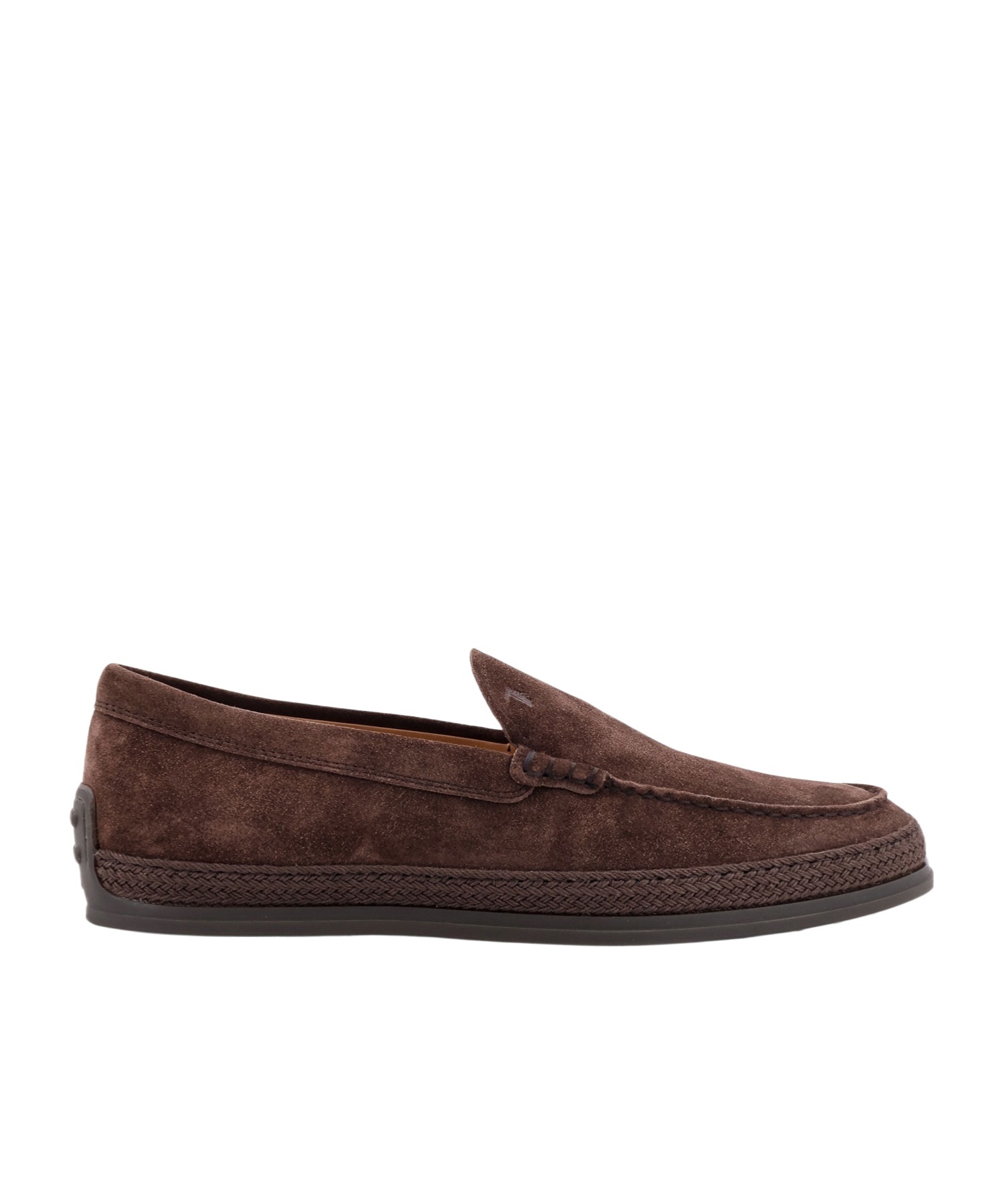 Tod's Brown Suede Slip-on Flat Shoes In Black