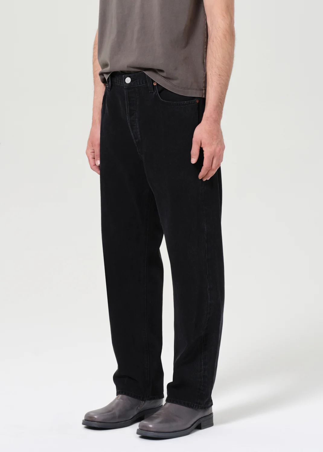 Agolde Regenerated Denim Straight Leg Trousers In Black