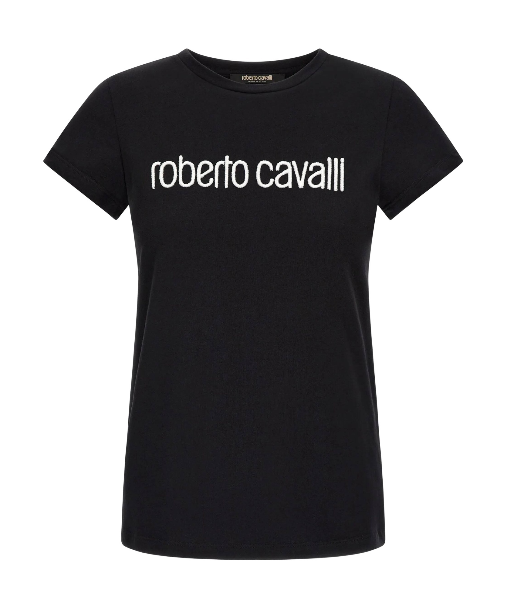 Roberto Cavalli Logo-embroidered T-shirt In Black