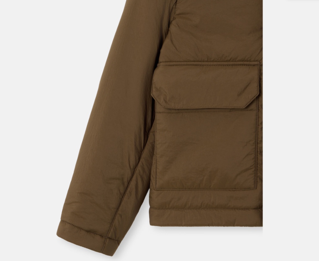 Stone Island Hooded Padded Jacket With Hook-and-loop Pockets In Brown