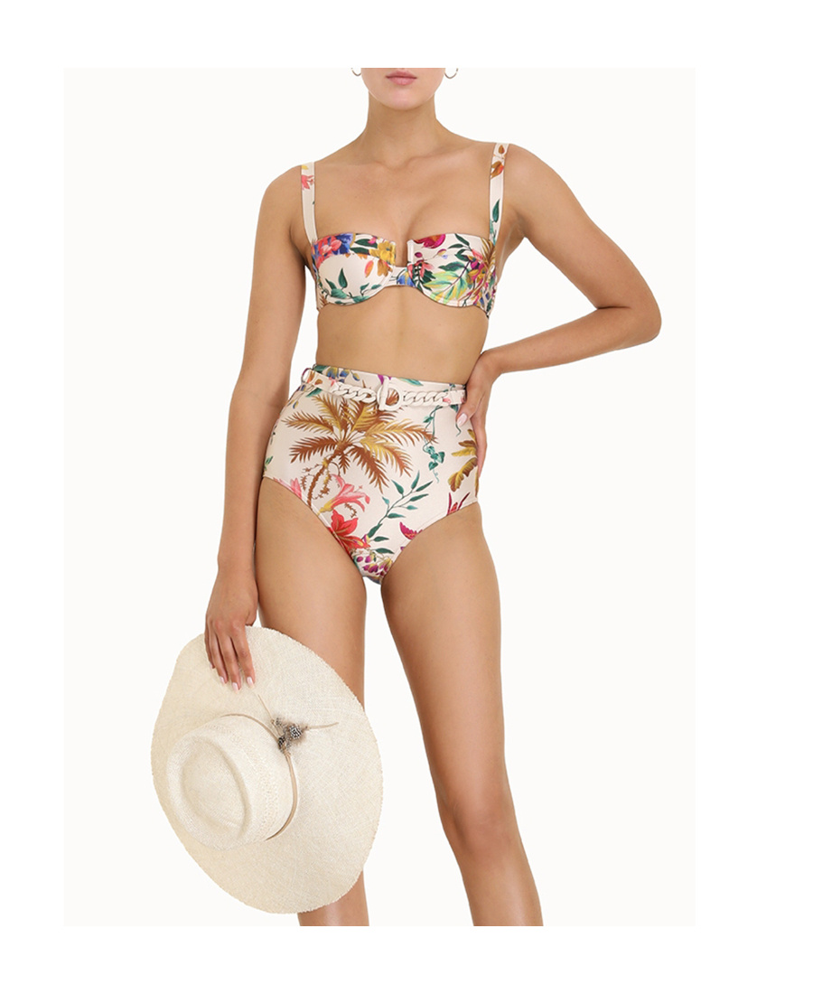 Zimmermann Printed Swimsuit Bra In Multi