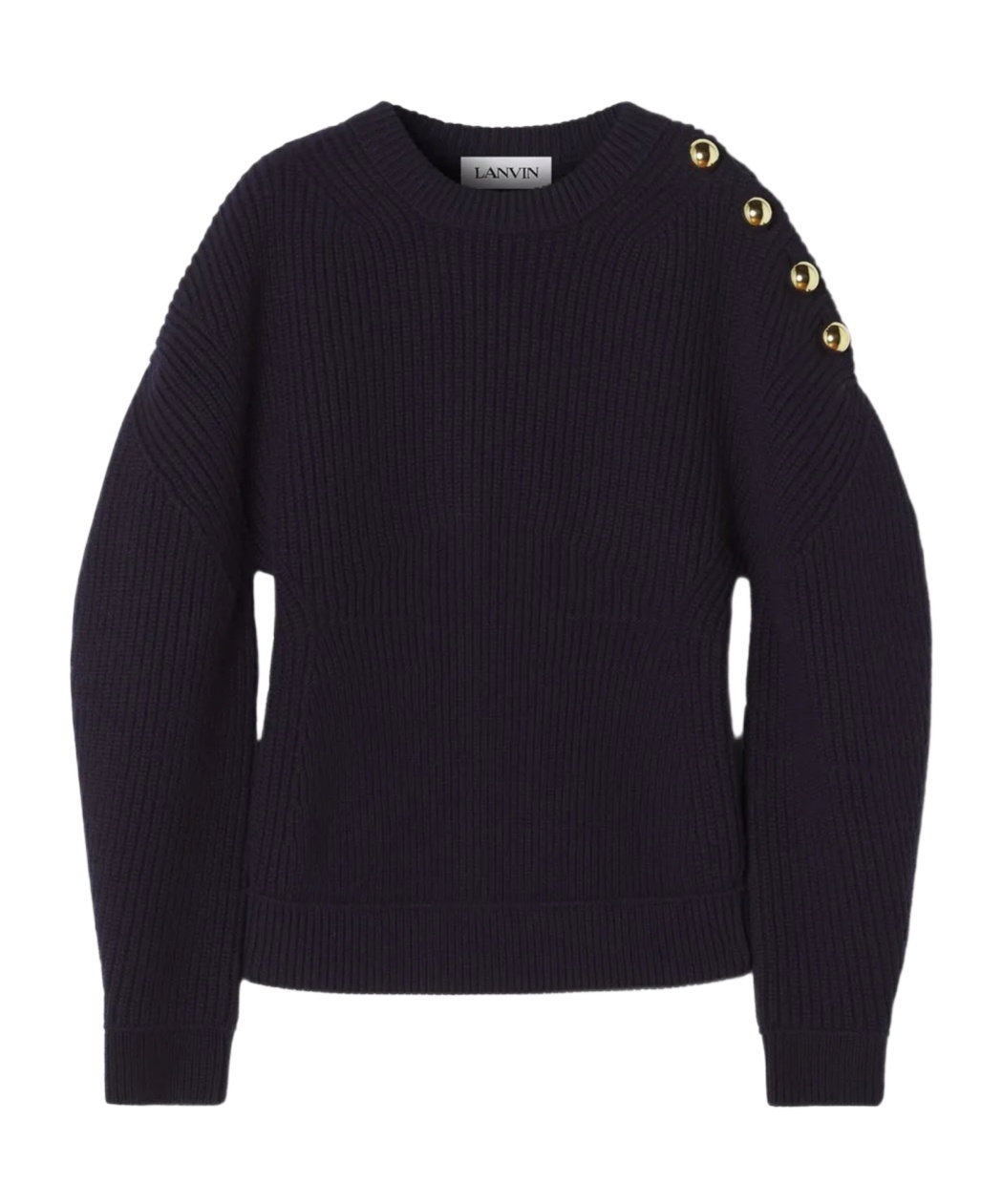Lanvin Ribbed-knit Button-detail Sweat In Blue