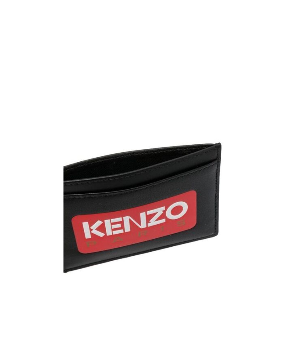 Shop Kenzo Paris Leather Cardholder In Black