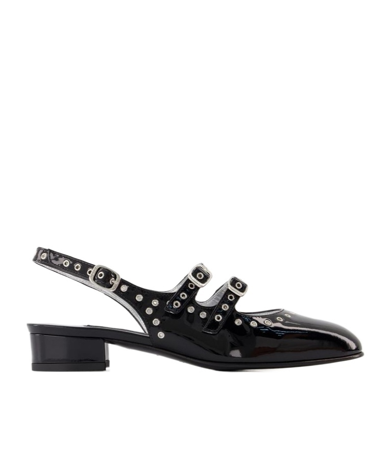Shop Carel Paris Square-headed Flat Sandals In Black