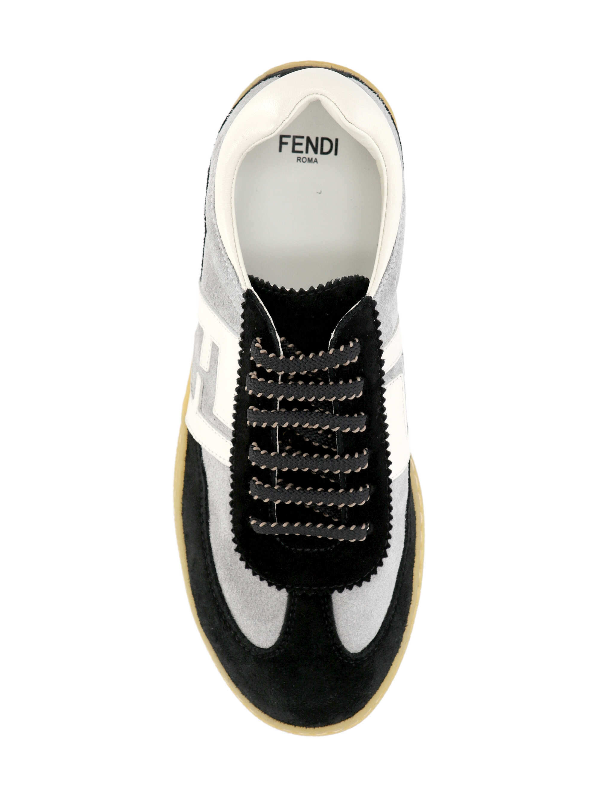 Fendi Suede-leather Logo Sneakers In Black