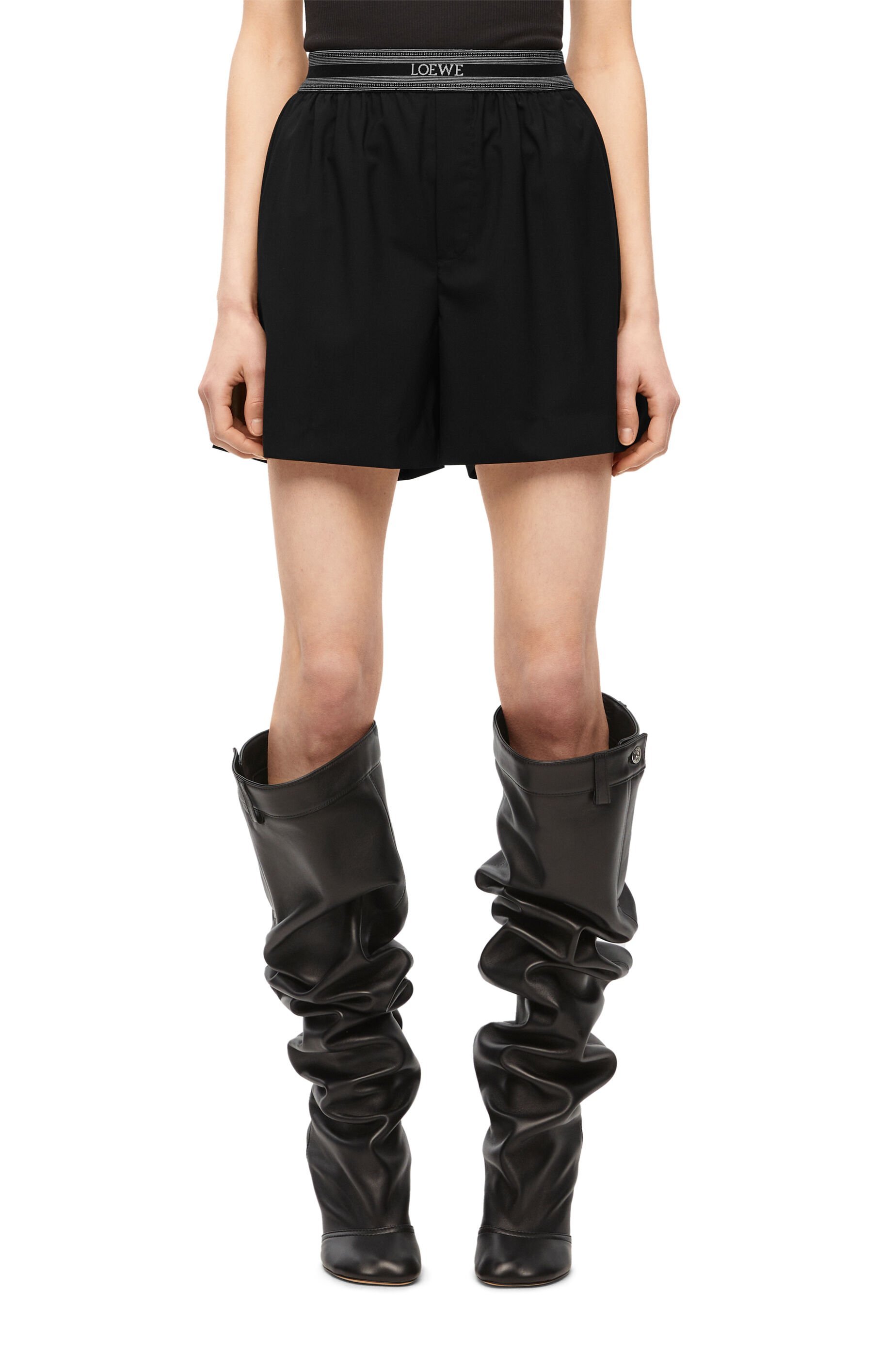 Loewe Wool Shorts In Black