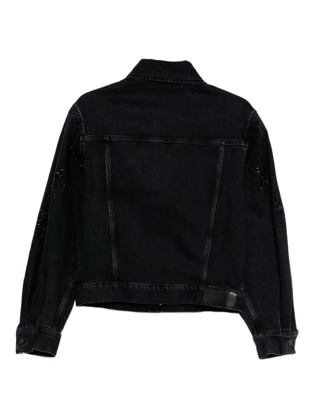 7 For All Mankind Laser-cut Denim Jacket In Black