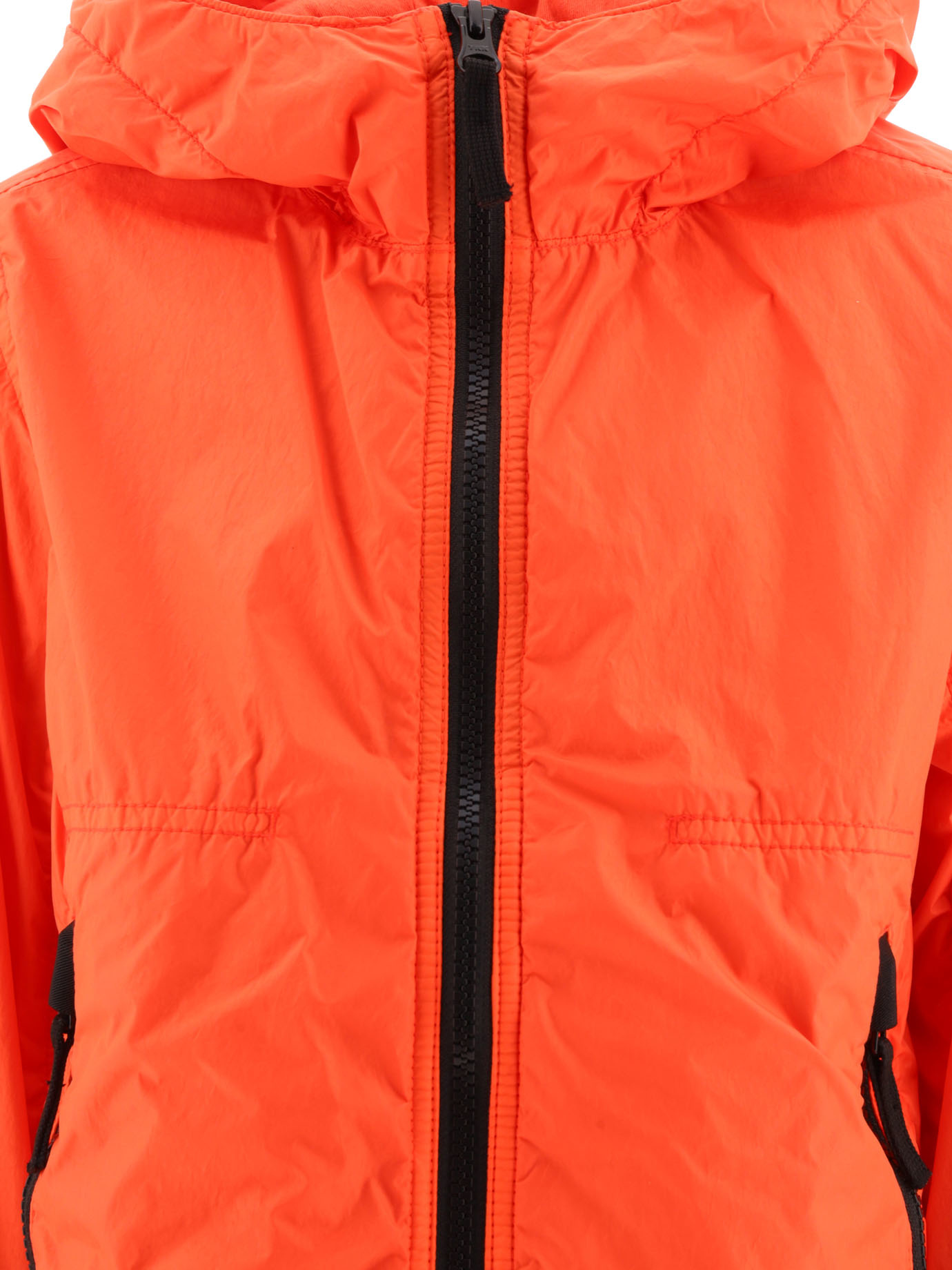 Stone Island Compass-patch Hooded Rain Jacket In Red