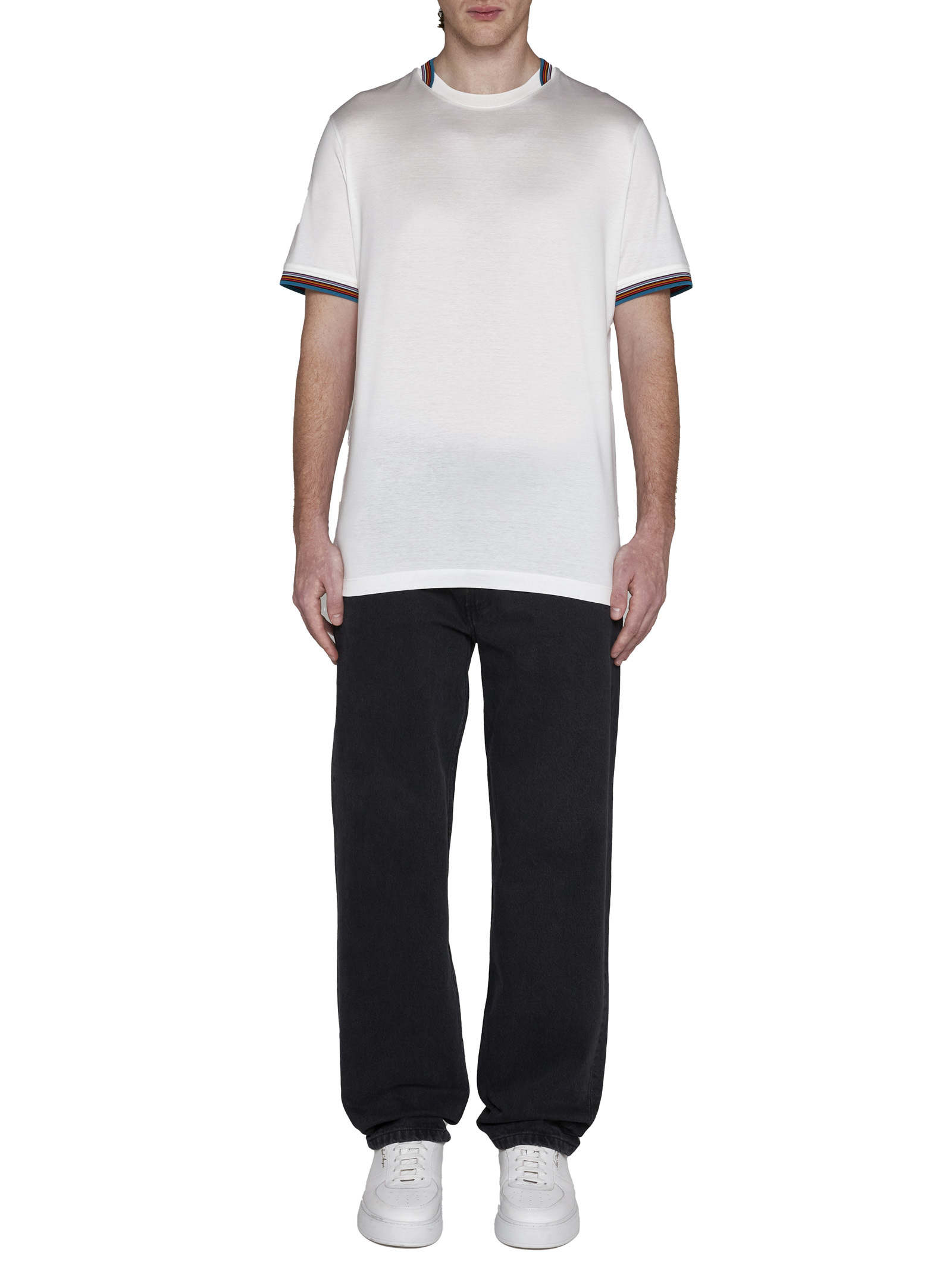 Paul Smith Signature Stripe Trim T-shirt In White