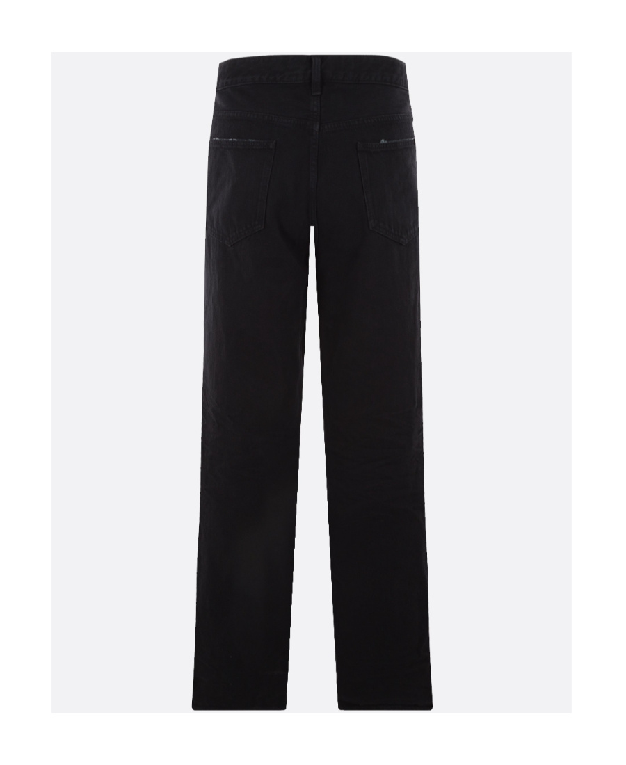 Saint Laurent Mick Long Straight-leg Jeans In Black