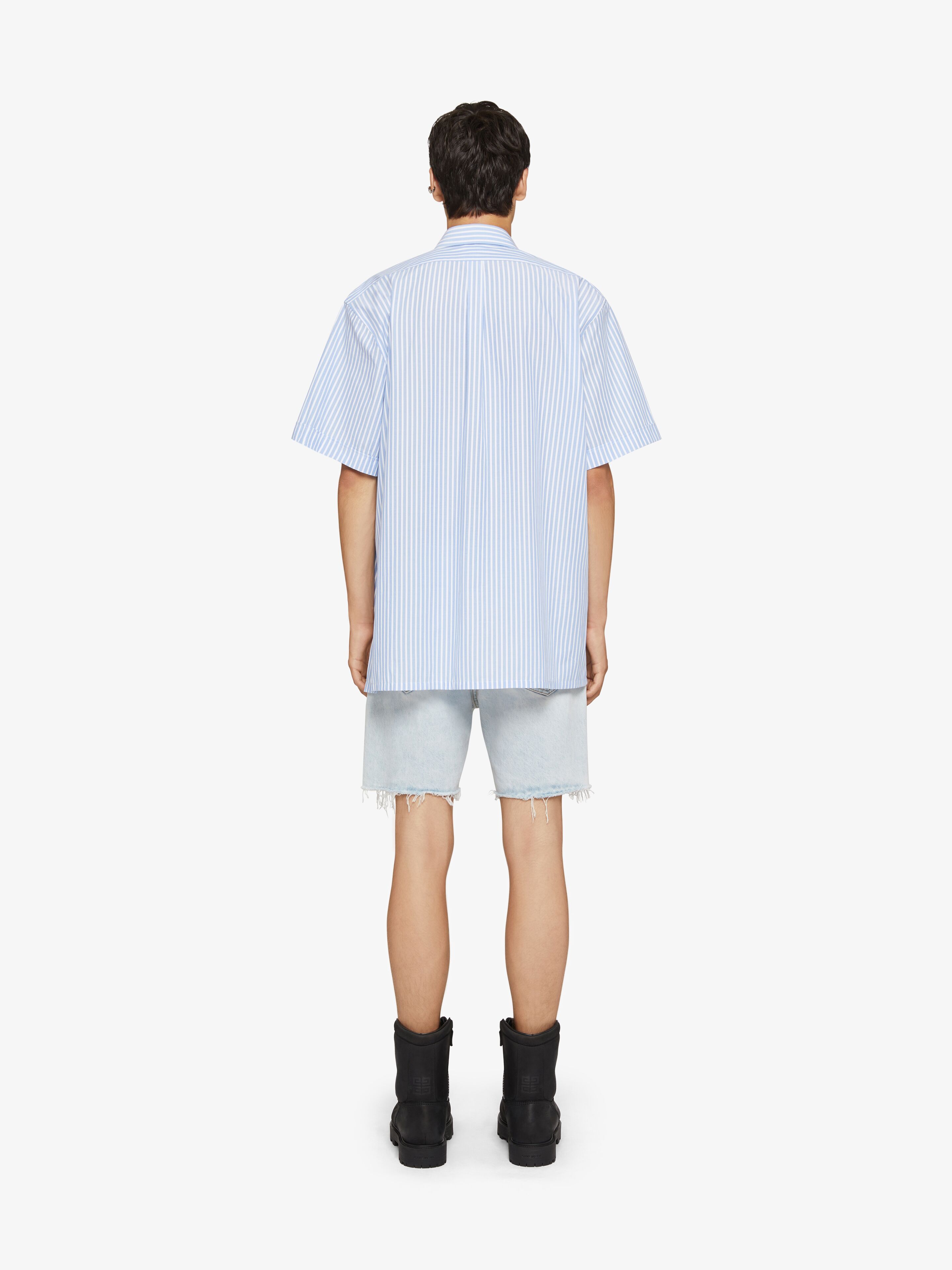 Givenchy Striped  Crest Shirt In Cotton In Blue