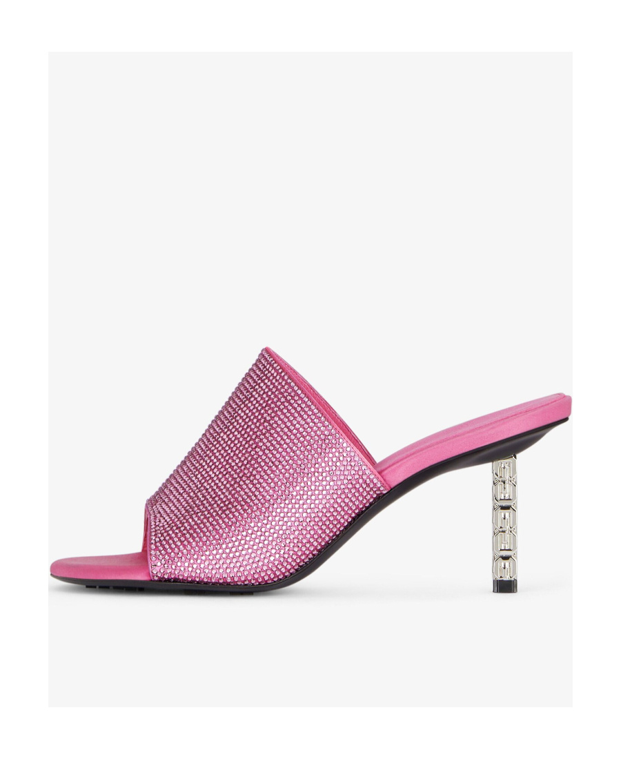 Givenchy Slim G-cube Crystal Embellished Slide Sandal In Pink