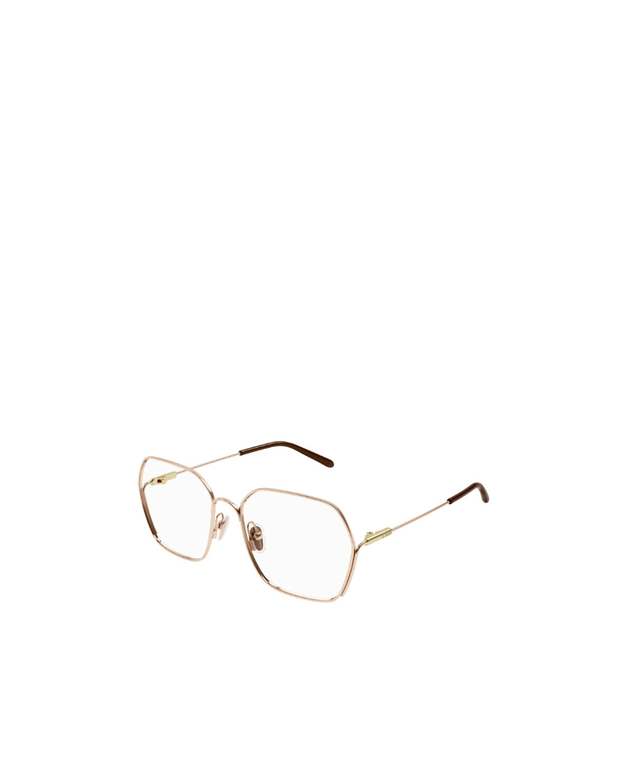 Chloé Metal Geometric-frame Glasses In Brown