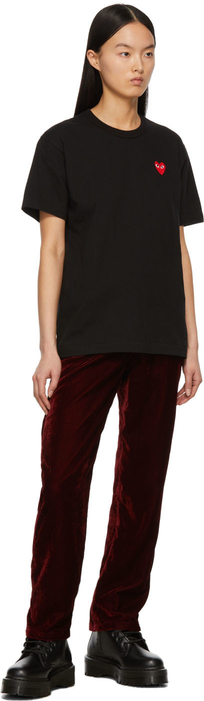 Shop Comme Des Garçons Play Logo Round Collar Short-sleeved T-shirt In Black