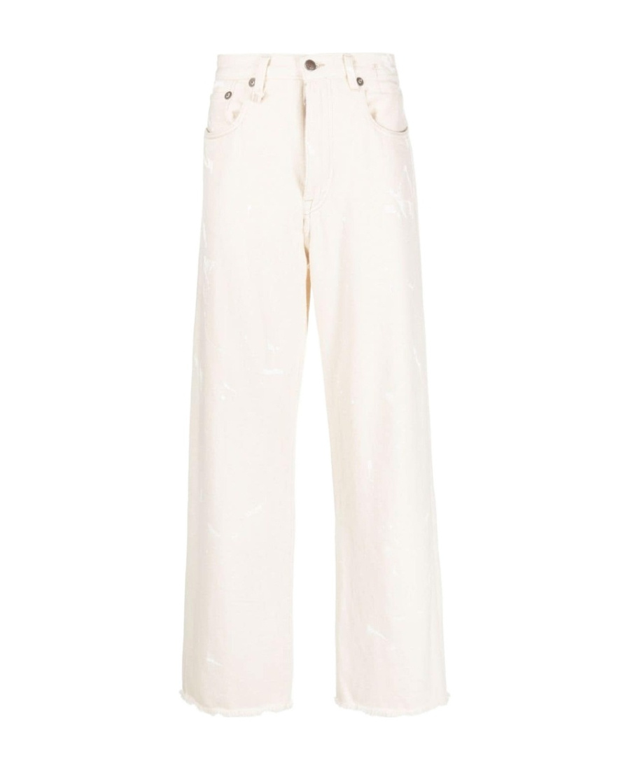 Shop R13 Logo Logo Denim Trousers In White