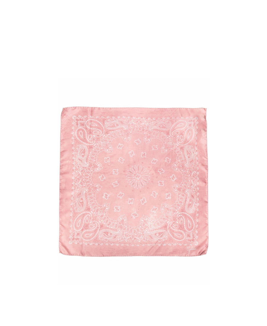 Golden Goose Pink Scarf In Silk With White Paisley Print In Pink