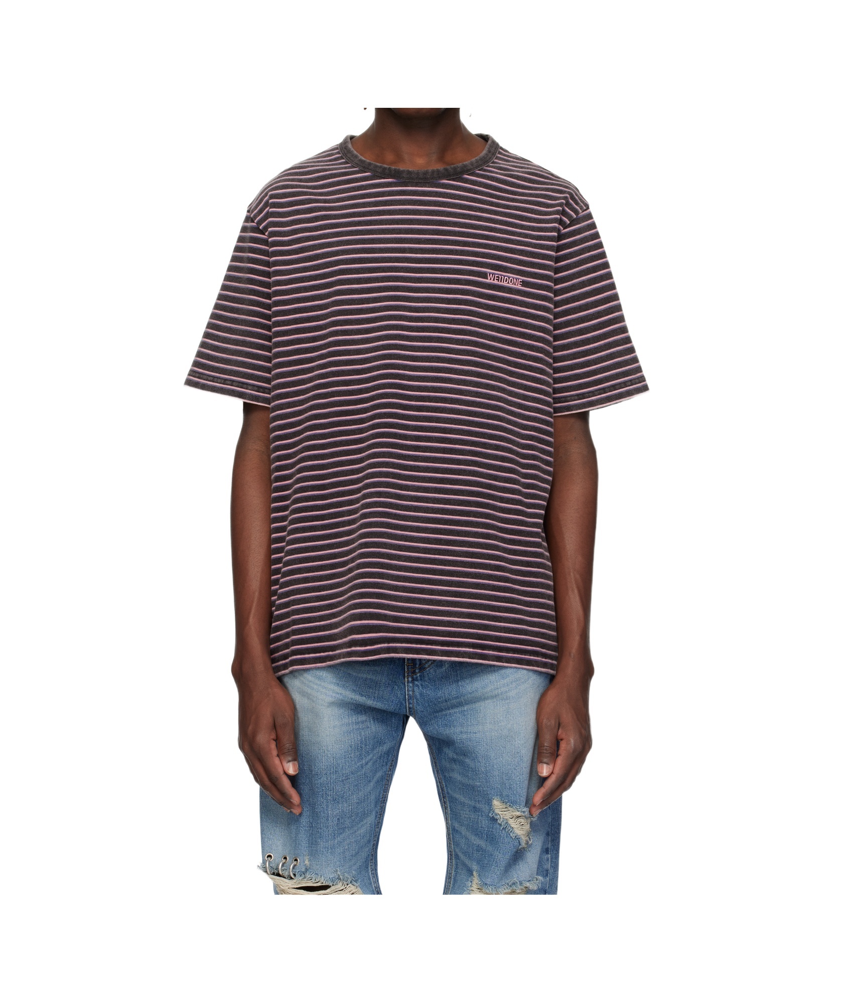 We11 Done Striped T-shirt In Purple