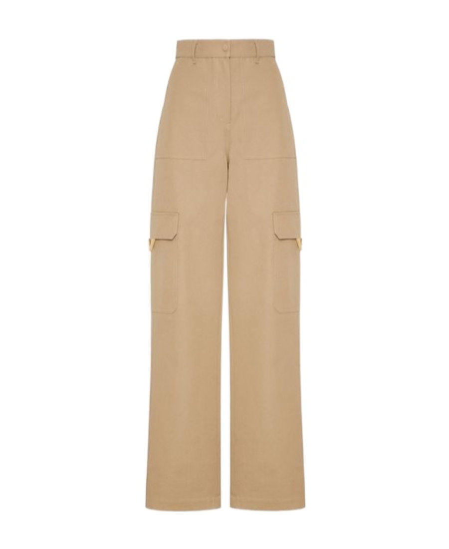 Valentino Canvas Cargo Trousers In Nude