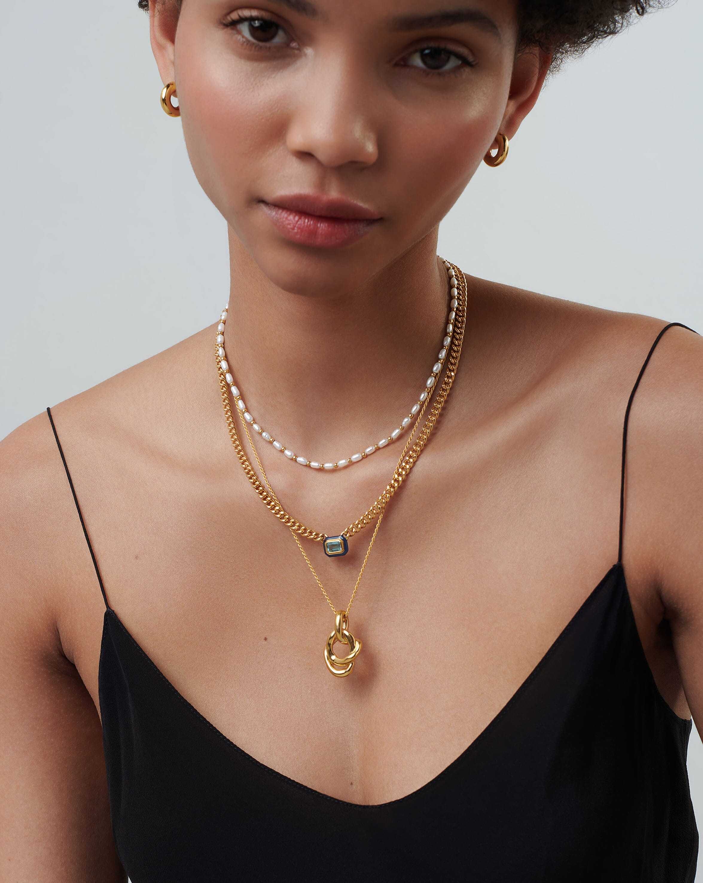 Missoma Enamel And Gemstone Suspension Pendant Chain Necklace In Multicolor