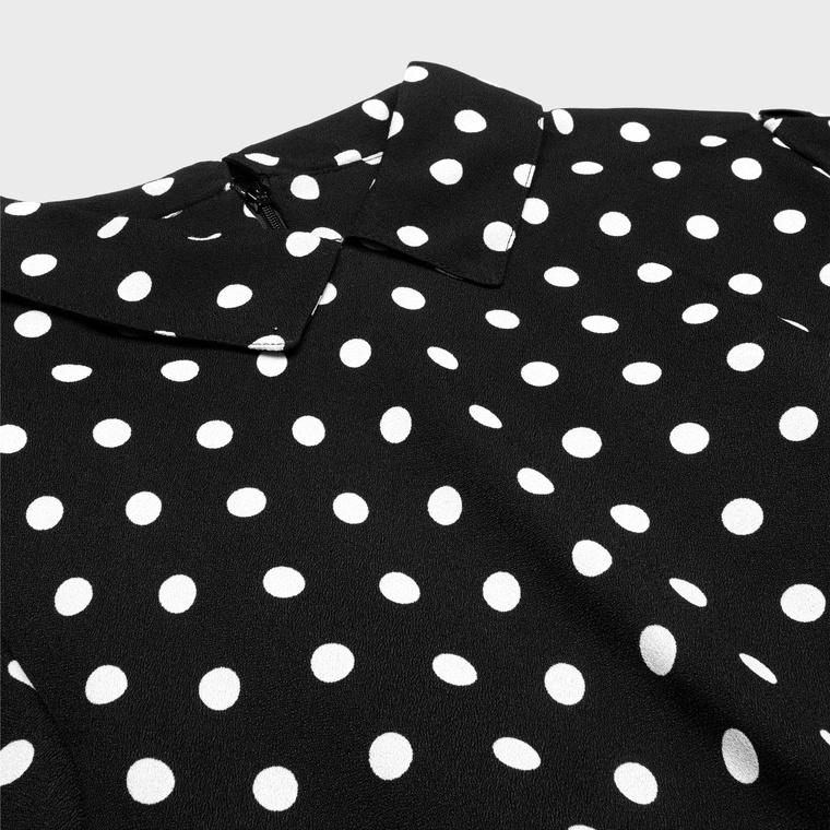 Celine Polka Dot Mini Dress In Black