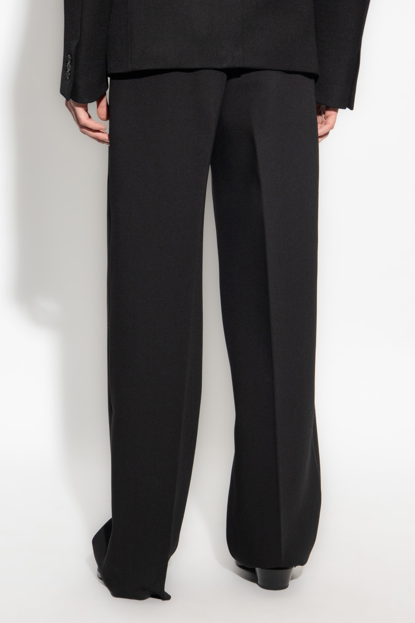 Off-white Virgin-wool Tailored Trousers In Black