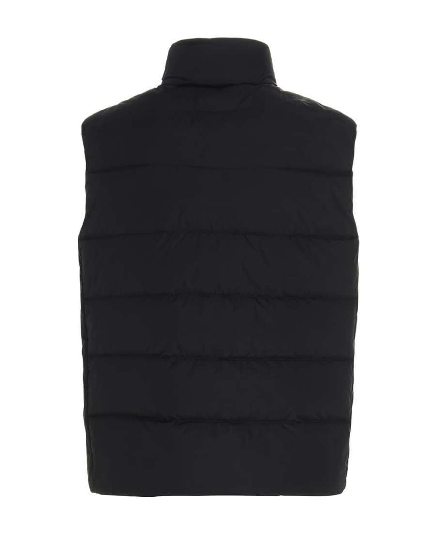 Prada Triangle Logo Zip-up Padded Vest In Black
