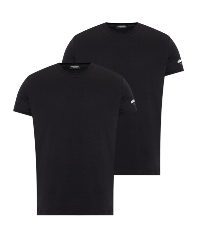Dsquared2 Logo Printed Two-pack T-shirt In Black