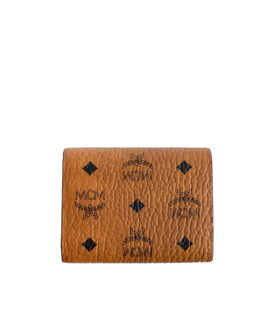 Mcm Logo Printed Wallet In Brown
