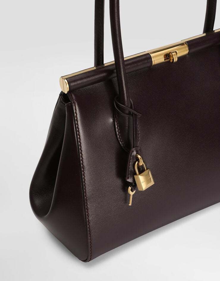 Dolce & Gabbana Aubergine Leather Everyday Marlene Shoulder Bag In Brown