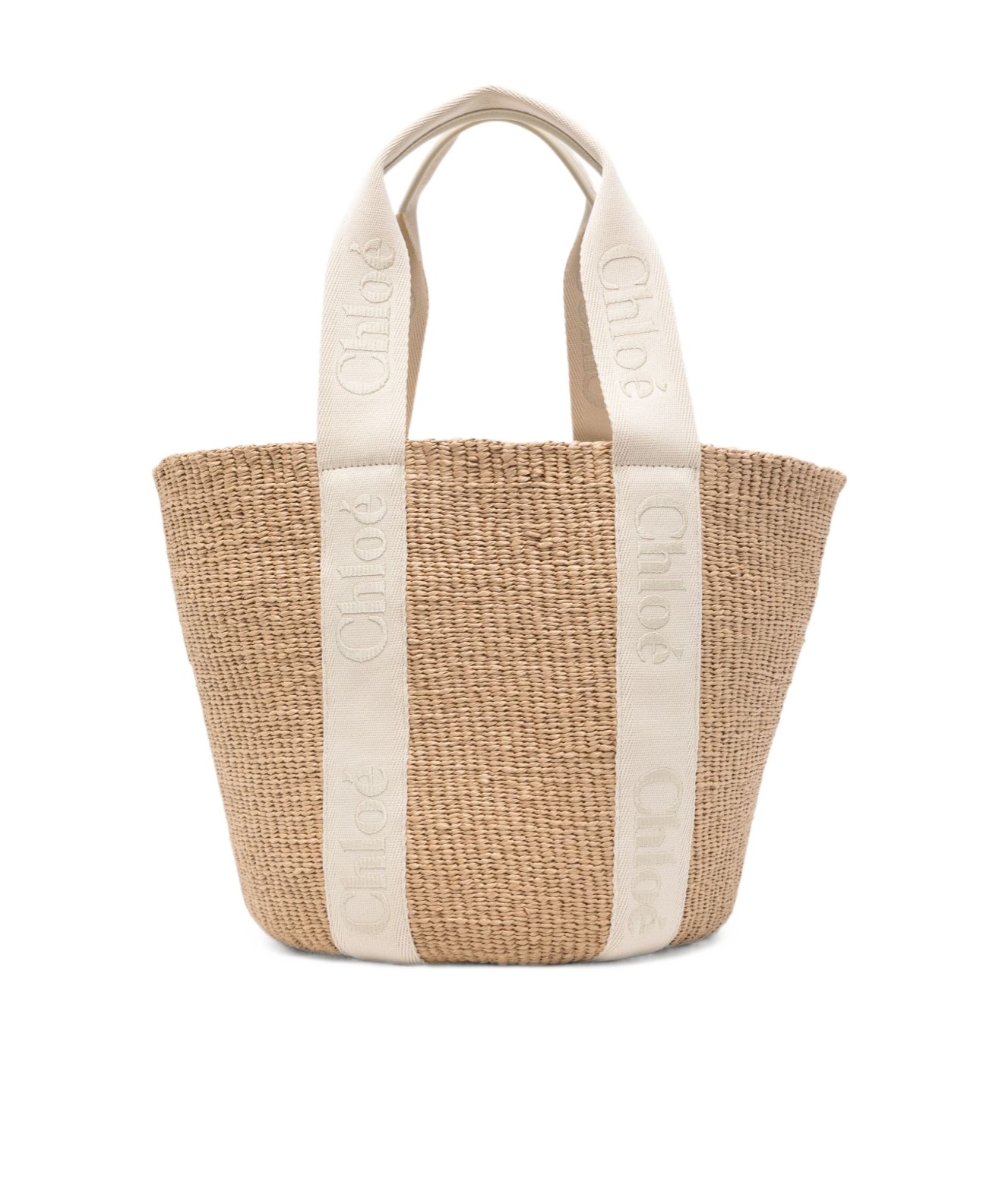 Chloé Spacious Woven Tote Bag With Dual Handles In Neutral
