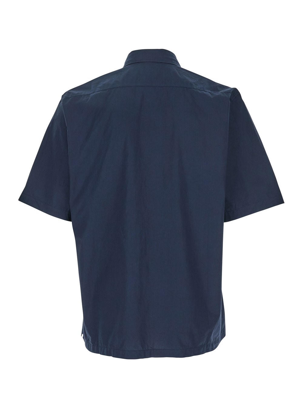 C.p. Company Blue Shirt With Classic Collar And Logo Lettering Embroidery On The Front In Blue