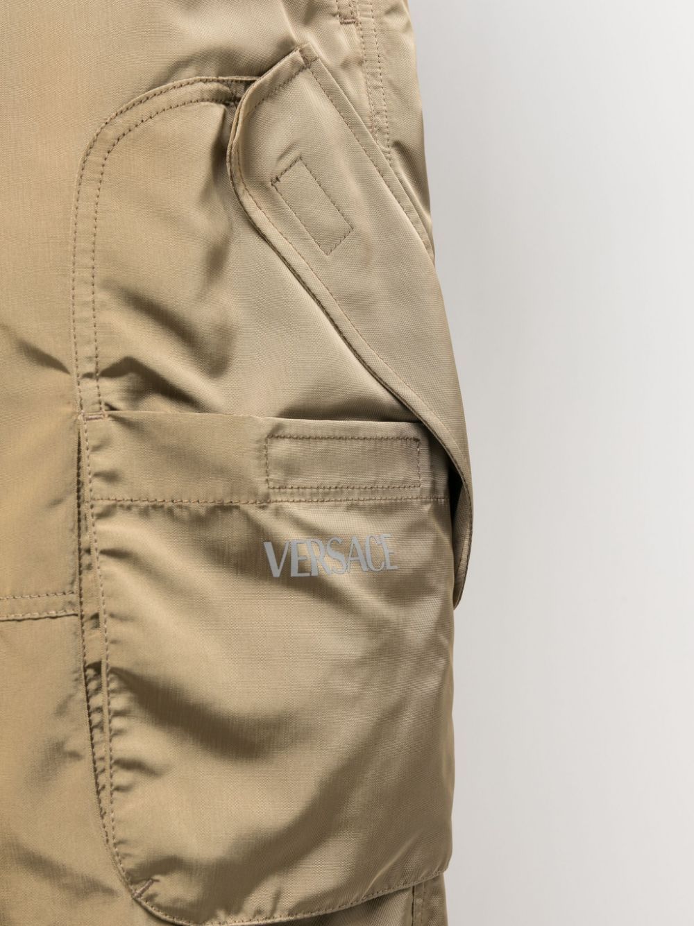 Versace Neutral Drawstring Cargo Shorts In Brown