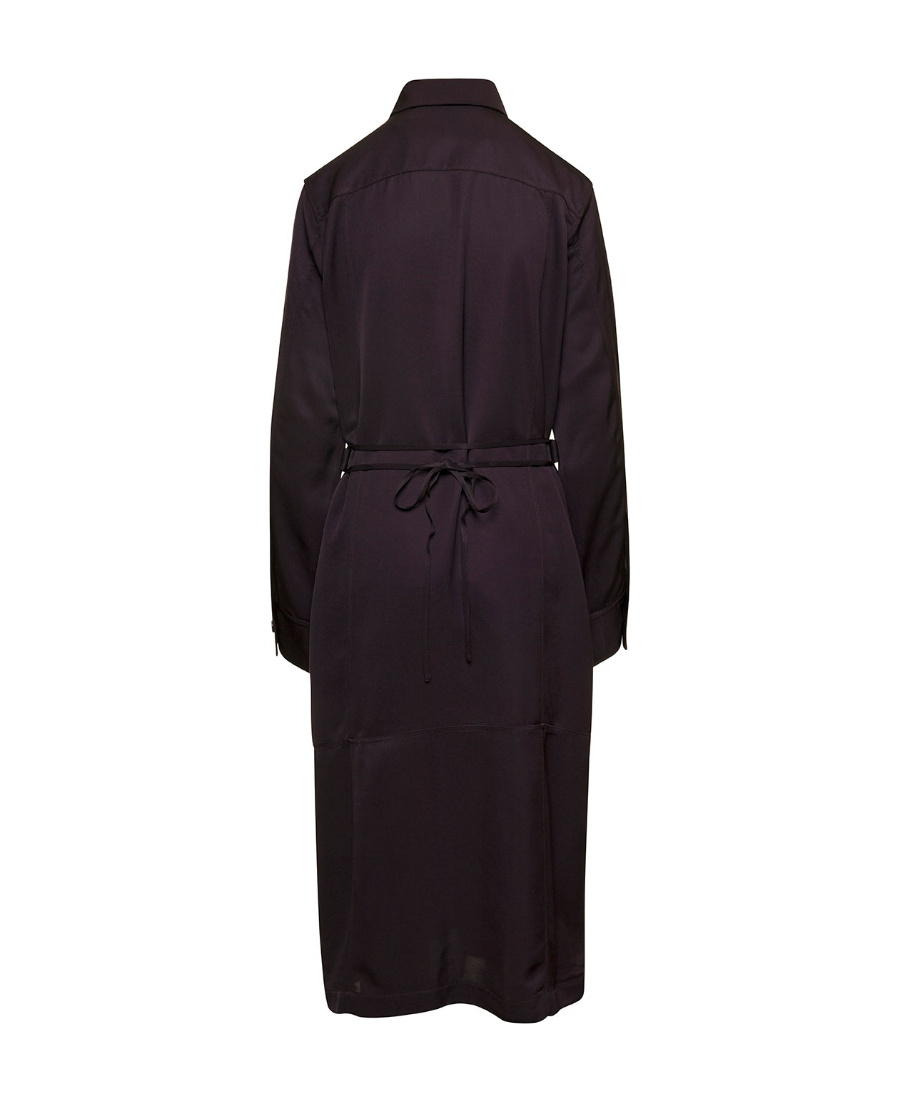 Jil Sander Brown Belted Coat With Classic Collar In Viscose Twill Woman In Black