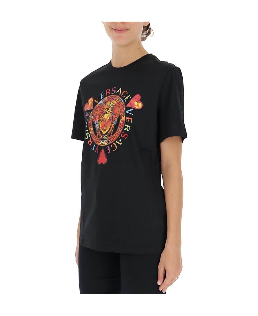 Versace Logo Printed T-shirt In Black