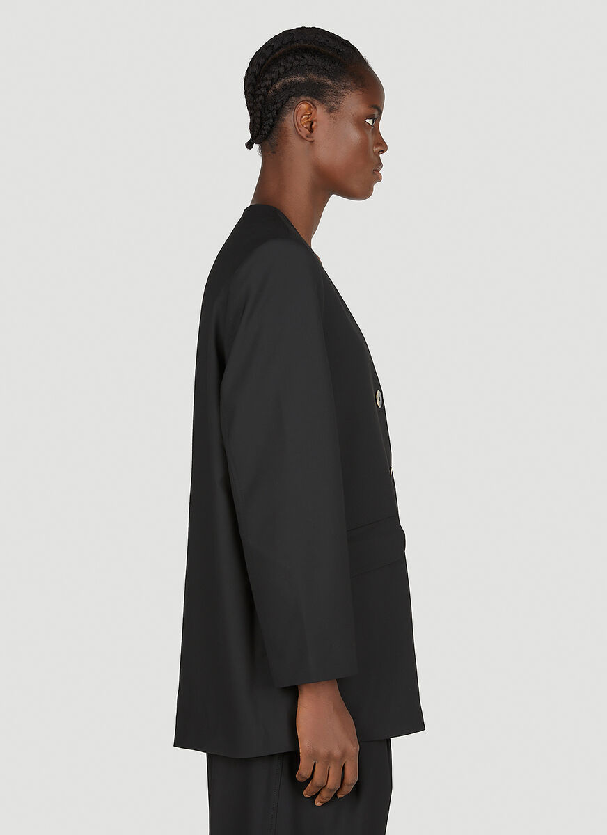 Ganni Scoop-neck Single-breasted Blazer In Black