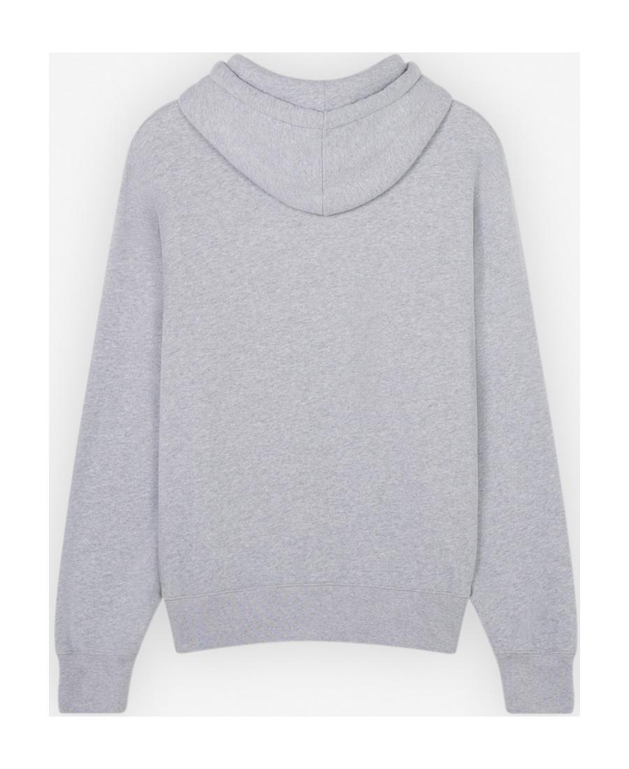 Maison Kitsuné Logo-print Drawstring Cotton Hoodie In Gray