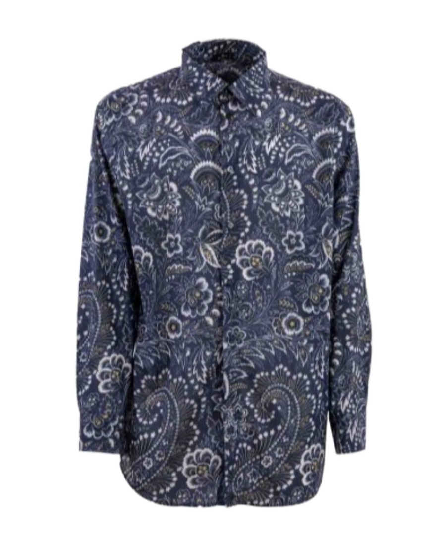 Etro Pattern-printed Button-up Shirt In Black