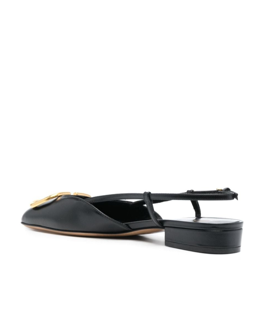 Valentino Vlogo Leather Slingback Ballerina Shoes In Black