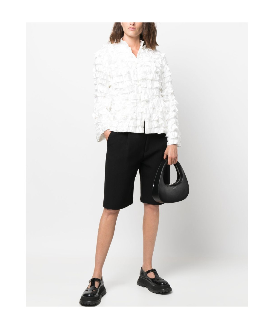 COMME DES GARÇONS BAND-COLLAR RUFFLED FITTED JACKET