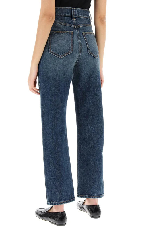 Khaite Cropped High-waist Jeans In Blue