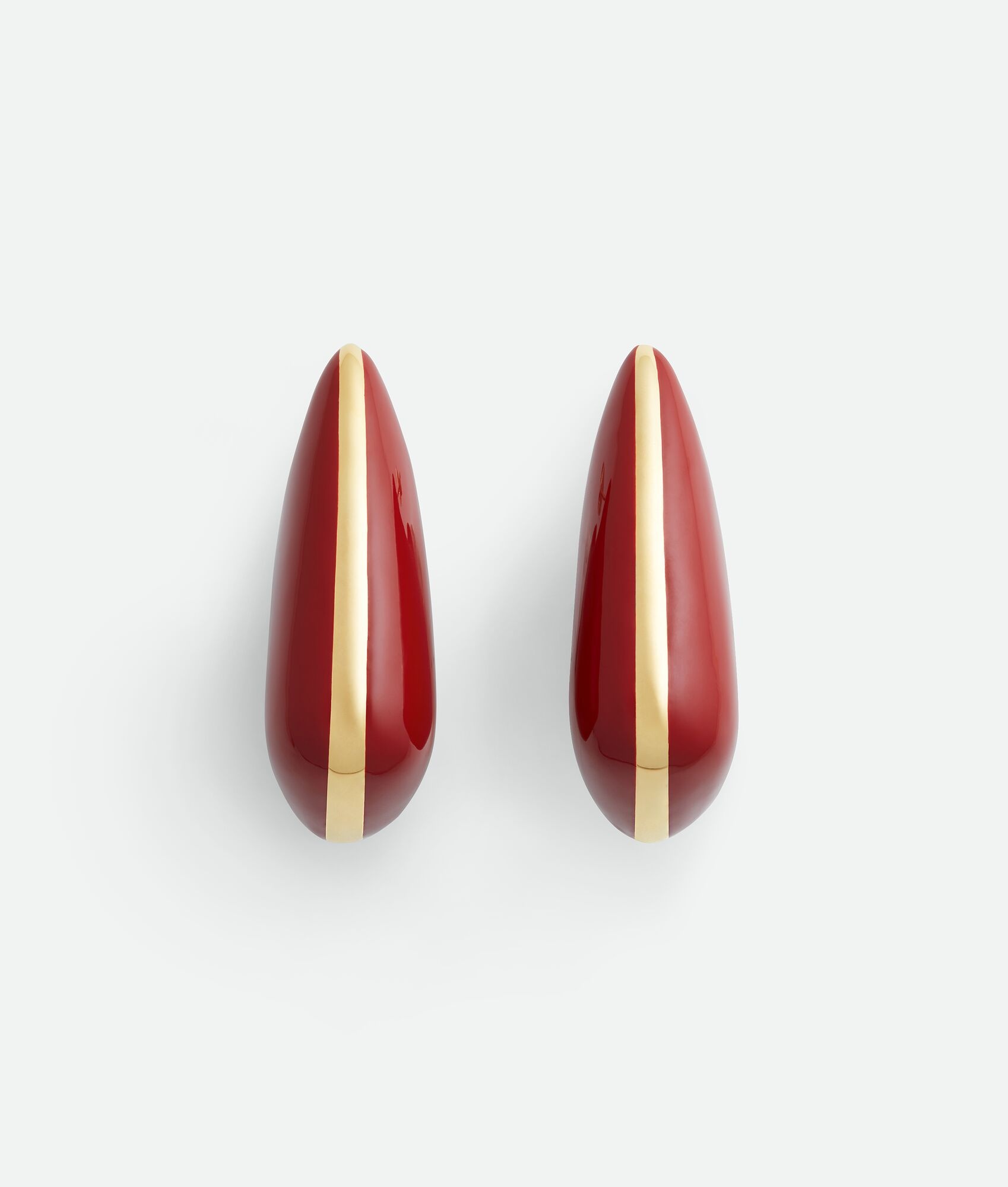Bottega Veneta Large Fin Gold Vermeil And Enamel Earrings In Red