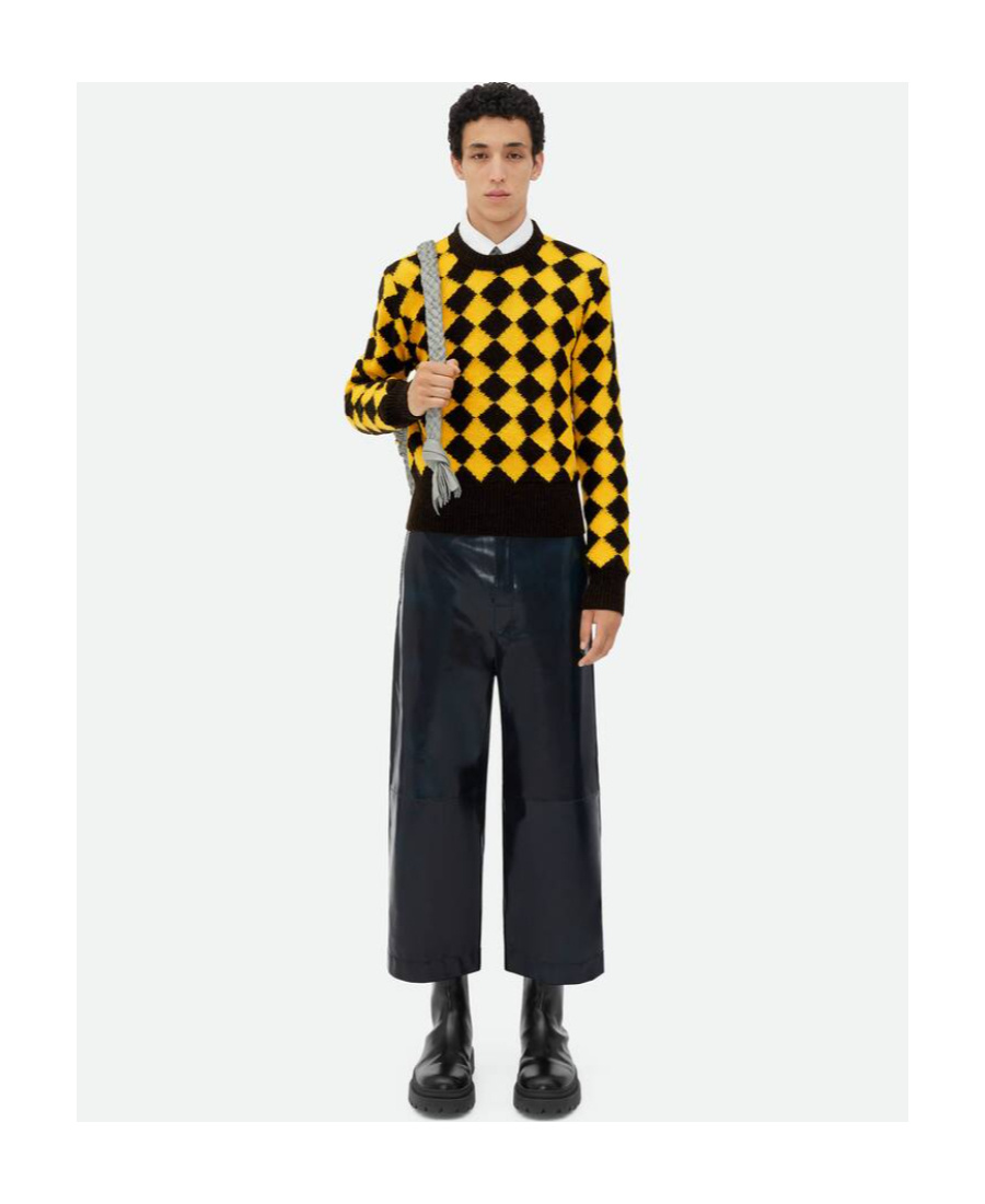 Bottega Veneta Argyle Intarsia Wool Jumper In Black