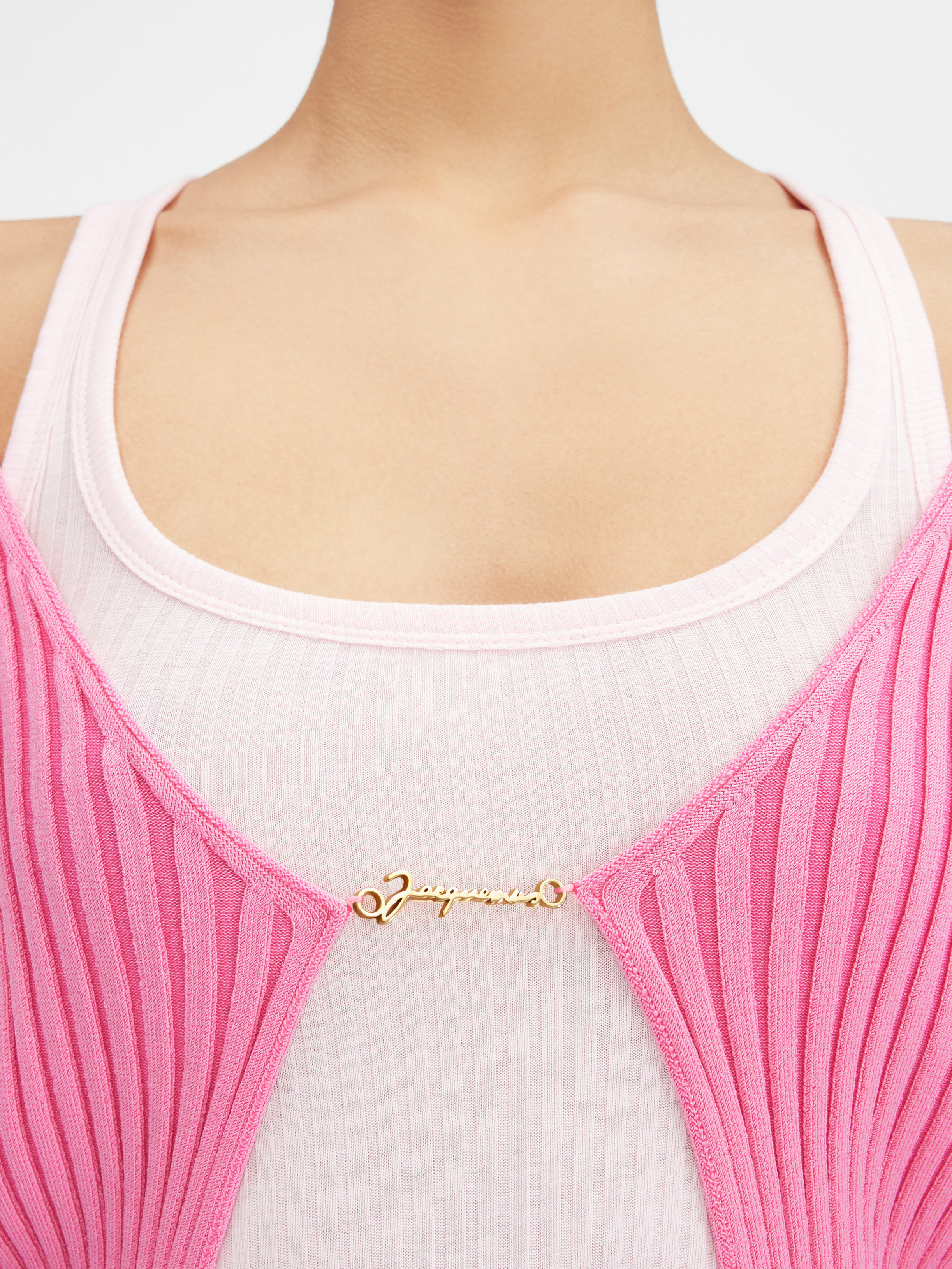 Jacquemus La Maille Pralù Ribbed Cardigan In Pink
