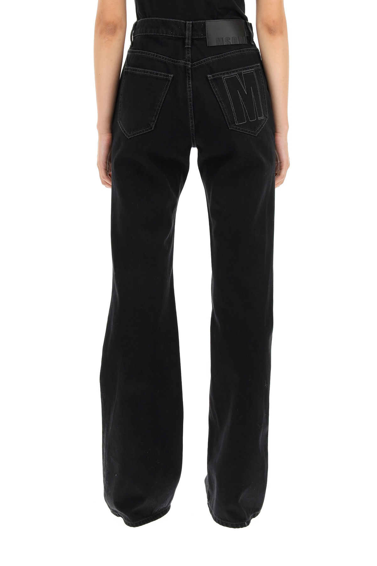 Msgm Embroidered Logo Trousers In Black